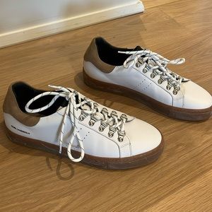 Karl Lagerfeld white/tan sneakers, size 9 men